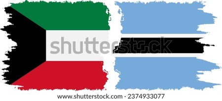 Botswana and Kuwait grunge flags connection, vector
