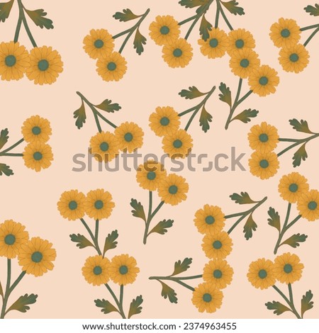 Wallpaper with yellow flowers, sunflowers. Premium watercolor stock clip art.