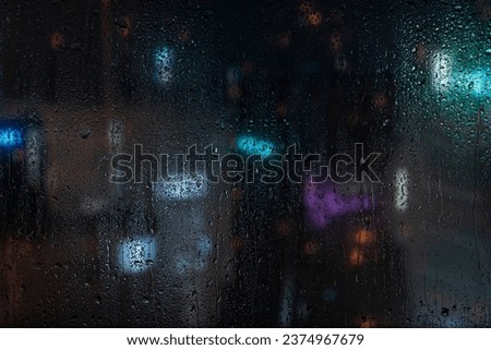 Background rain, drops, wet, window, colourful, illuminated, neon