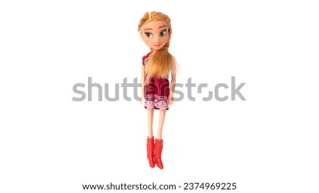 Plastic doll toy isolated on white background. . High quality photo