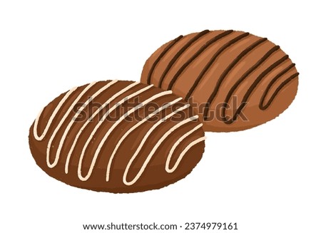 Chocolate pies hand drawn cartoon style isolated on a white background
