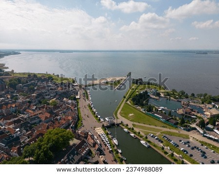 Aerial picture of Harderwijk towards the Wolderwijd 