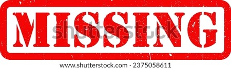 Red Missing Stamp Grunge Texture Label Badge Sticker Vector EPS PNG Transparent No Background Clip Art Vector EPS PNG 