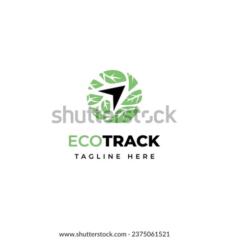 green eco leaves with tracker sign logo icon vector template