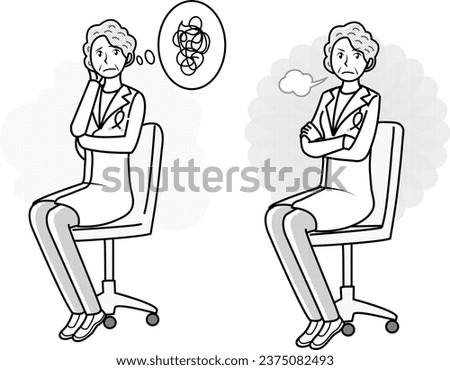Clip art set of female doctor examining a patient