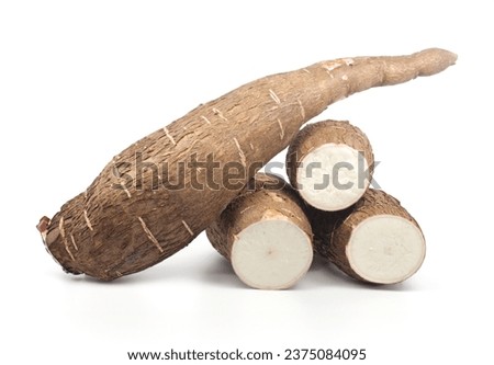 Cassava root isolated on white background Royalty-Free Stock Photo #2375084095