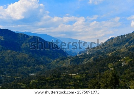 Top views of Kundiawa Gembogl District in Simbu Province, Papua New Guinea. Royalty-Free Stock Photo #2375091975