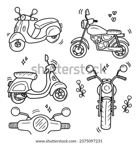 vector handrawing motorcycle graphic elements, modern, classic bikes