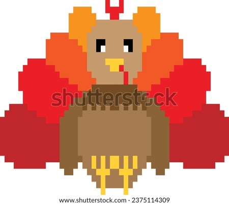 Turkey Pixel art vector image or clip art