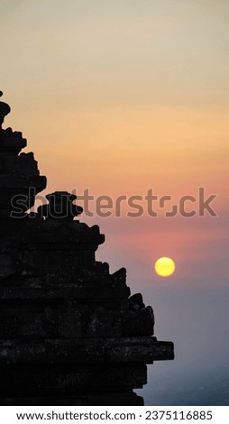 One of the temples in Java with the name "Candi Ijo" on a hill in the afternoon with a blue sky background and is an old temple in Indonesia and is located on a high hill in the Yogyakarta. Royalty-Free Stock Photo #2375116885