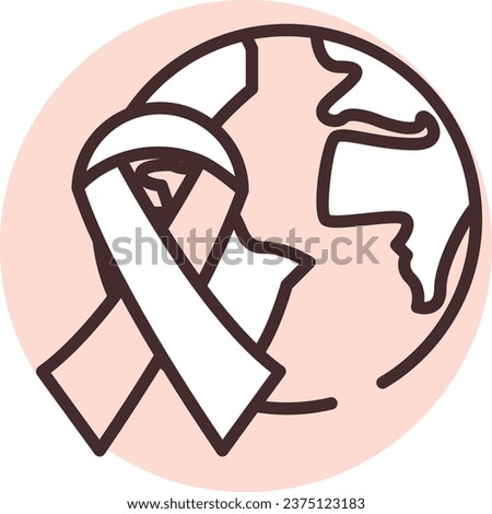 Medical cancer day, illustration or icon, vector on white background.