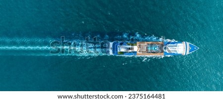 Cruise Ship, Cruise Liners beautiful white cruise ship above luxury cruise in the ocean concept exclusive tourism travel on holiday take a vacation time on summer Royalty-Free Stock Photo #2375164481