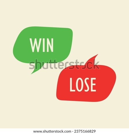 Green check mark and red cross color element. Win, lose vector icon. Digital illustration for web page