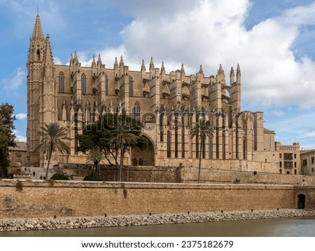 Palma Cathedral La Seu in Palma, Majorca, Mallorca, Balearic Islands, Spain, Europe Royalty-Free Stock Photo #2375182679