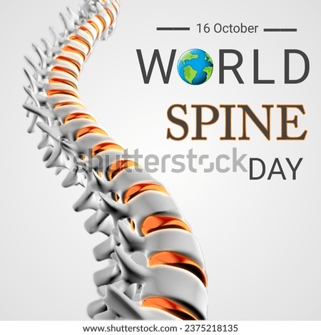 World spine day, October 16,  Takes place on October 16 each year across the globe. vector illustration.