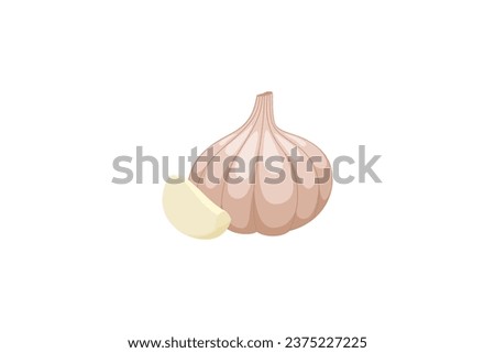 garlic vector illustration isolated on white background, kitchen spice flat style design Royalty-Free Stock Photo #2375227225