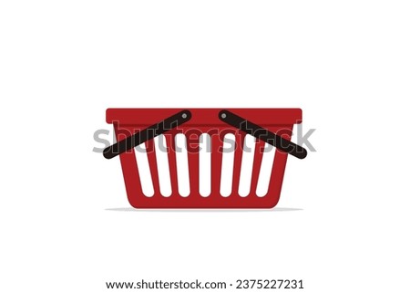 Red shopping basket isolated on white background for shopping advertising icon design, flat style vector for promotional shopping concept design