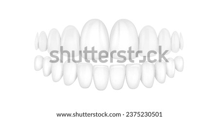 Vector 3d Realistic Render White Denture Set Closeup Isolated. Dentistry and Orthodontics Design. Human Teeth for Medical and Toothpaste Concept. Royalty-Free Stock Photo #2375230501
