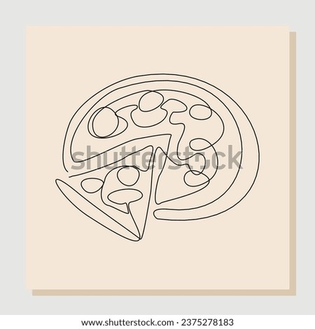 Continuous single line sketch drawing art of delicious whole cheese pizza. Vector illustration one line of restaurant menu fast food