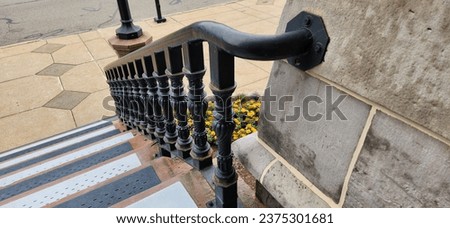 Decorative Black Bannister or  Handrail with Stairs leading down