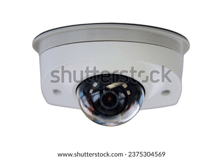 The CCTV surveillance camera is mounted on the interior wall of the public transport for enhanced security and monitoring, isolated on white background.