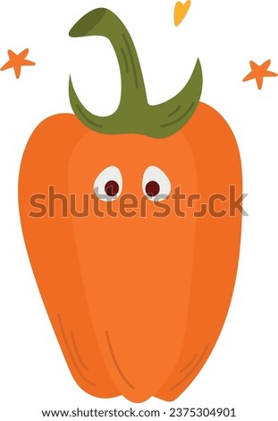 Vector pumpkin with sad face in cute cartoon style
