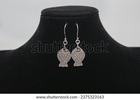 Luxury and beautiful Hmong silver earrings jewelry on white background