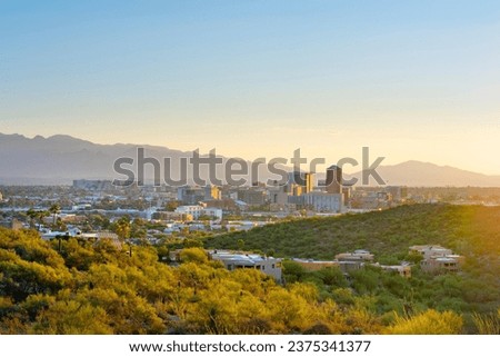 Aerial View of Tucson, Arizona - 4K City Skyline Royalty-Free Stock Photo #2375341377