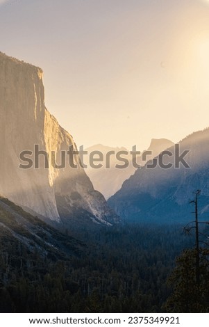 Morning light on El Capitan Dawn Wall in Yosemite National Park Royalty-Free Stock Photo #2375349921