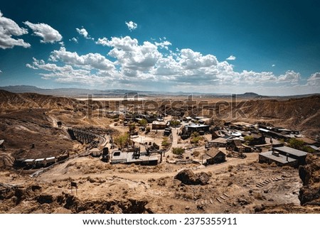 High Angle View of Calico Ghost Town in Mojave Desert, California Royalty-Free Stock Photo #2375355911