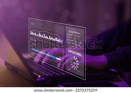High performance speed internet connection network technology, Man using Internet high speed by smartphone and laptop computer, 5G quality, speed optimization with fiber optic. Royalty-Free Stock Photo #2375375259