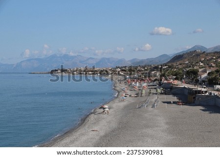 
View of the large beach and coast line of Diamante, Diamante, District of Cosenza, Calabria, Italy, Europe