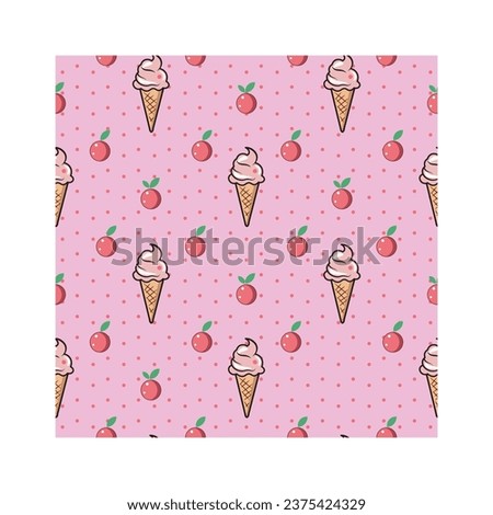 Ice Cream Pattern Sticker Vector Illustration