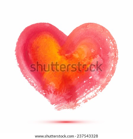 Vector abstract watercolor heart for valentine's day or wedding. Design template with place for your text. Can be used for web pages, identity style, printing, invitations, banners, cards, wrapping.
