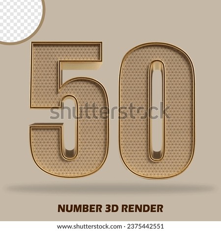 3d render number wood and gold style