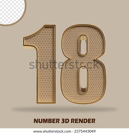 3D render number wood and gold style