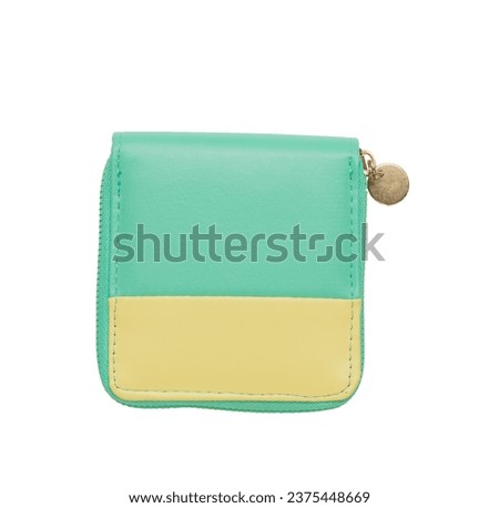 Yellow-green wallet isolated on a white background. The concept of saving and storing money. Flat lay.