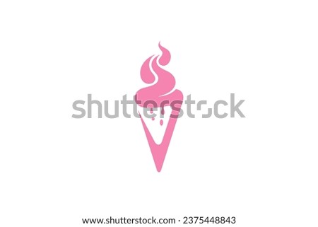 Ice cream abstract logo vector design in pink color