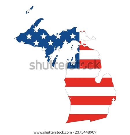 Michigan map with USA flag. USA map