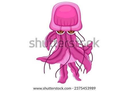Cute Jellyfish Character Design Illustration