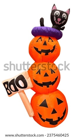 Halloween holidays, decoration and party concept - scary pumpkin for halloween over white background