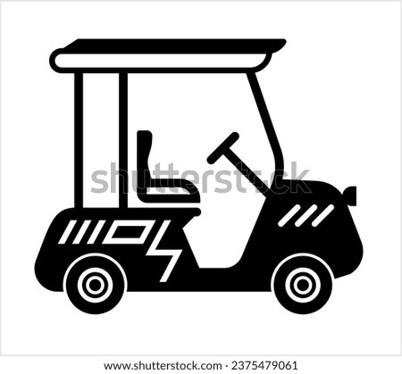Golf Cart Icon, Golf Eco Friendly Battery Vehicle, Ev Drive Vector Art Illustration