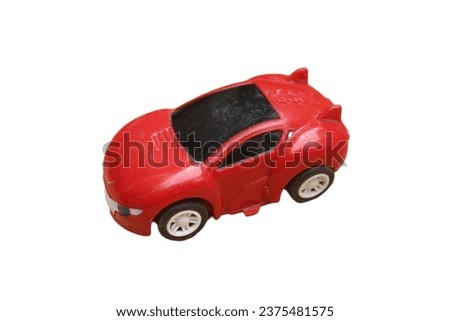 red children's toy car.  toy car, children, red car. isolated white background