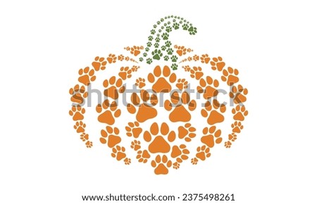 Paw pumpkin Thanksgiving Halloween  Vector and Clip Art