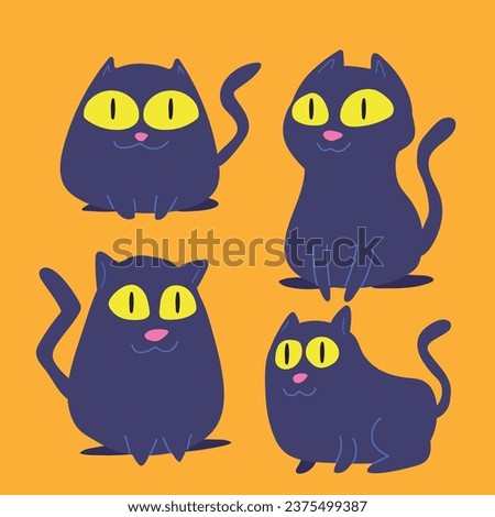 set of cats vector art