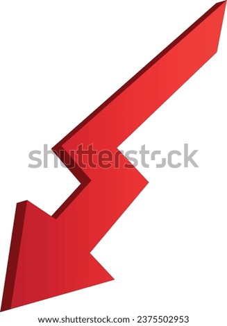 3D shiney gradient red arrow on white background. 3D Arrow icon. Best for app, web, and digital Vector illustration design.