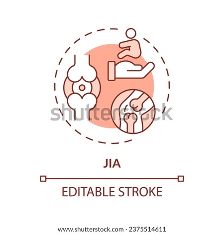 2D editable thin line icon JIA concept, isolated monochromatic vector, red illustration representing parenting children with health issues.