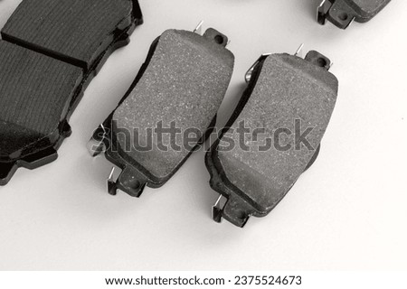 Rear brake pads, brake pads for car disc brakes on white background