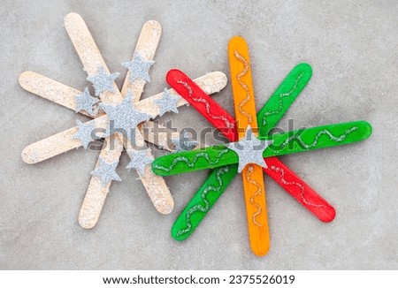 Christmas crafts with popsicle sticks. Stars ornaments or snowflakes 