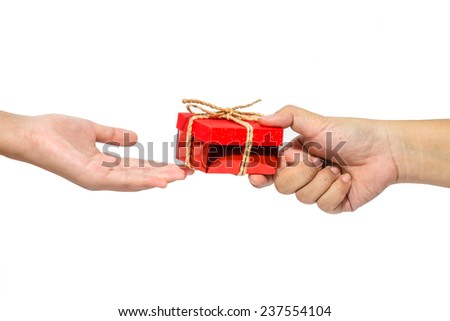 To hand a gift isolated 